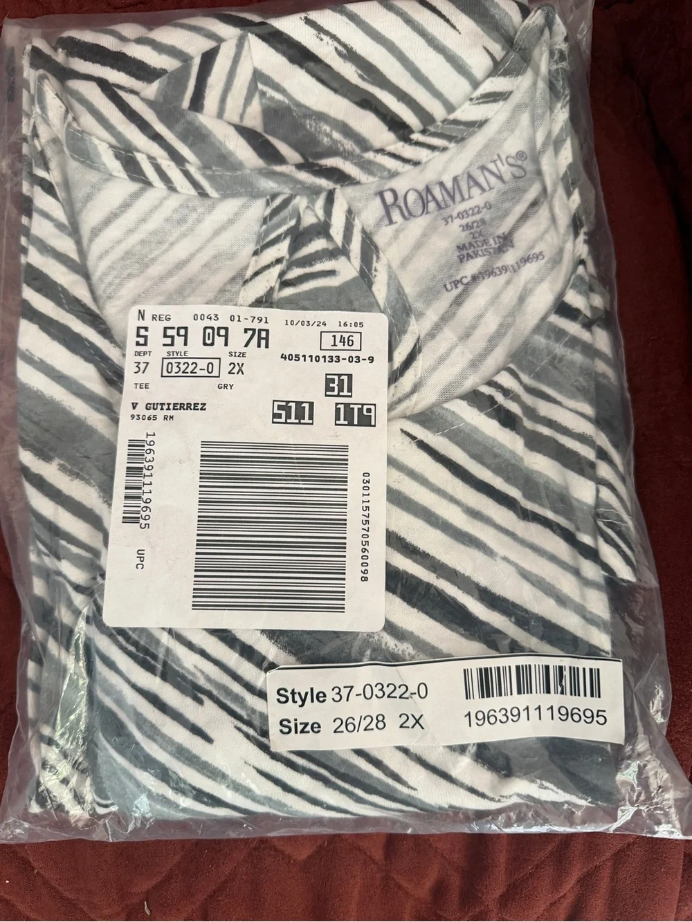 Roaman's Short Sleeve Printed Tees in Blue, Black and White - Picture 8 of 12
